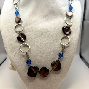 Lia Sophia Indigo Silver Tone Shell Freshwater Pearl with beads Necklace